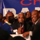 Rep. Charles Rangel (center) celebrates victory over state Sen. Adriano Espaillat for New York’s 13th Congressional District on June 25, 2014.
CBS News screenshot